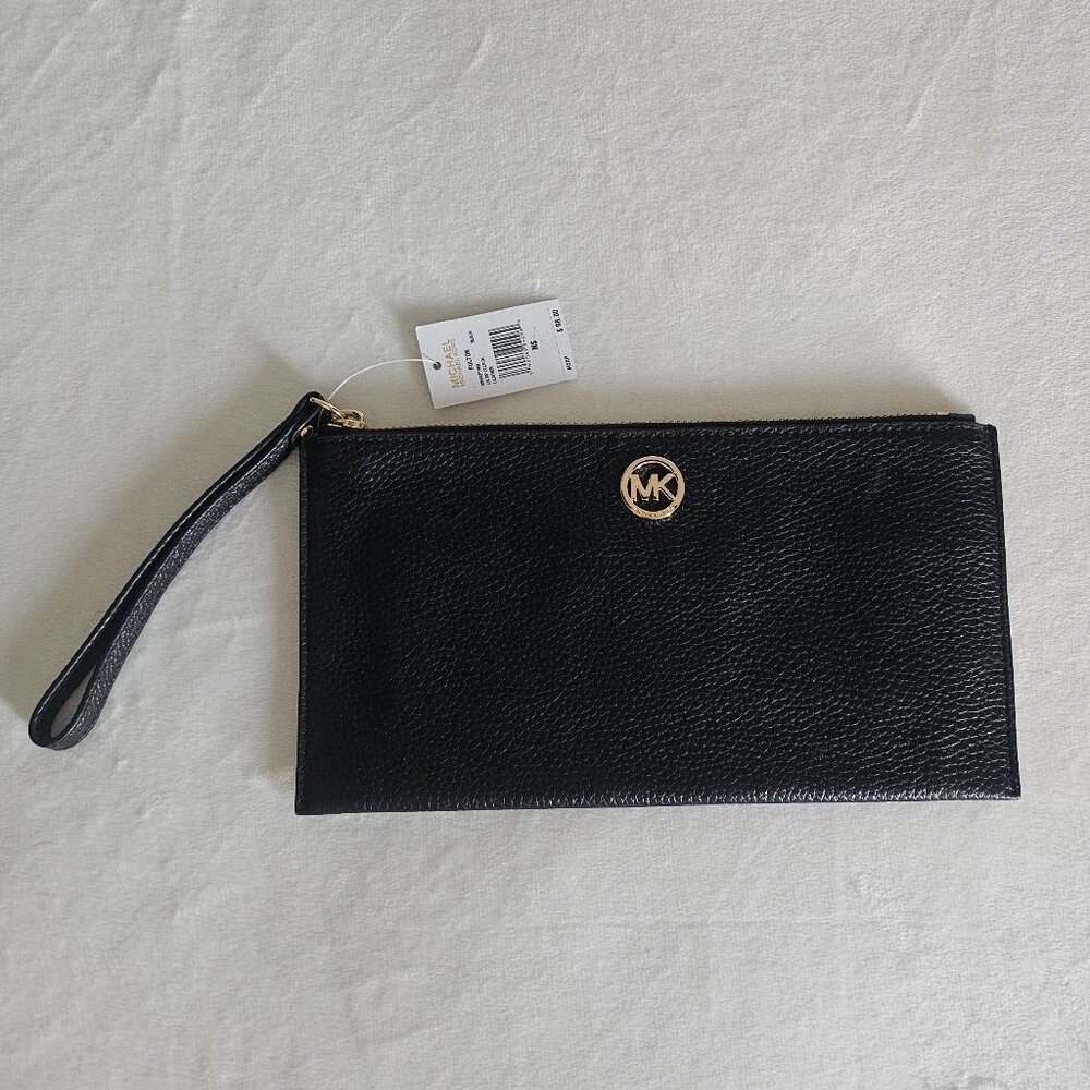 Michael Kors Fulton Black Wristlet Clutch Bag